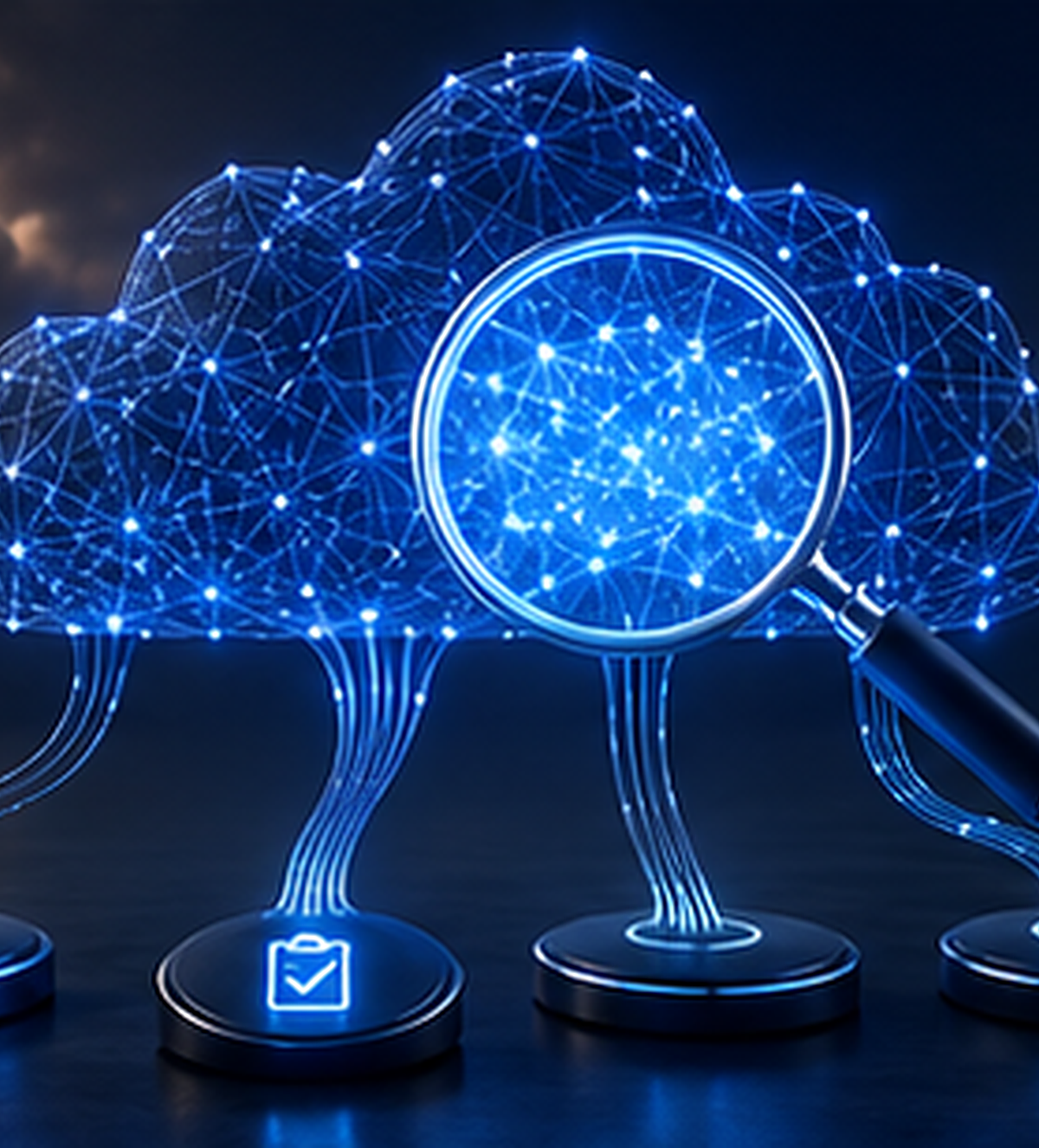 Abstract 3D visualization of a glowing network being scanned, representing an AI automation opportunity audit